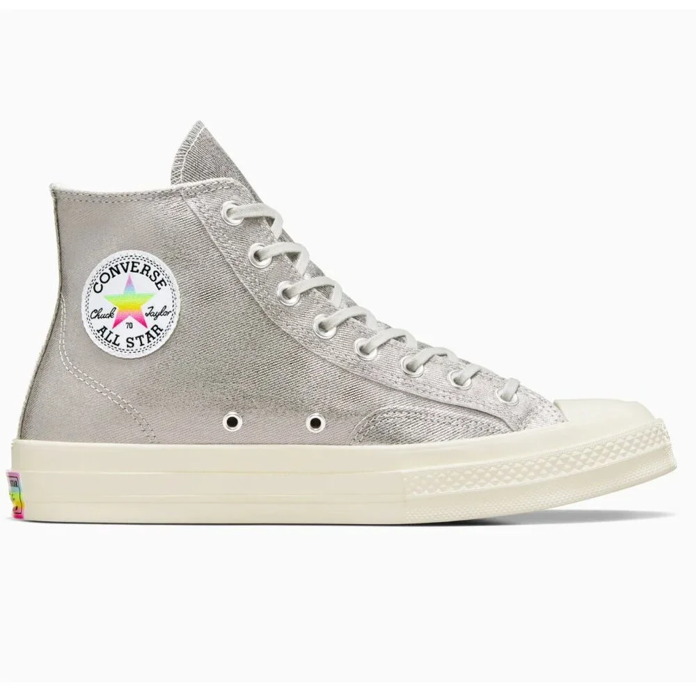 Converse Chuck 70 Pride High Top Sneakers Silver LGBTQIA 6/8 - Picture 3 of 11